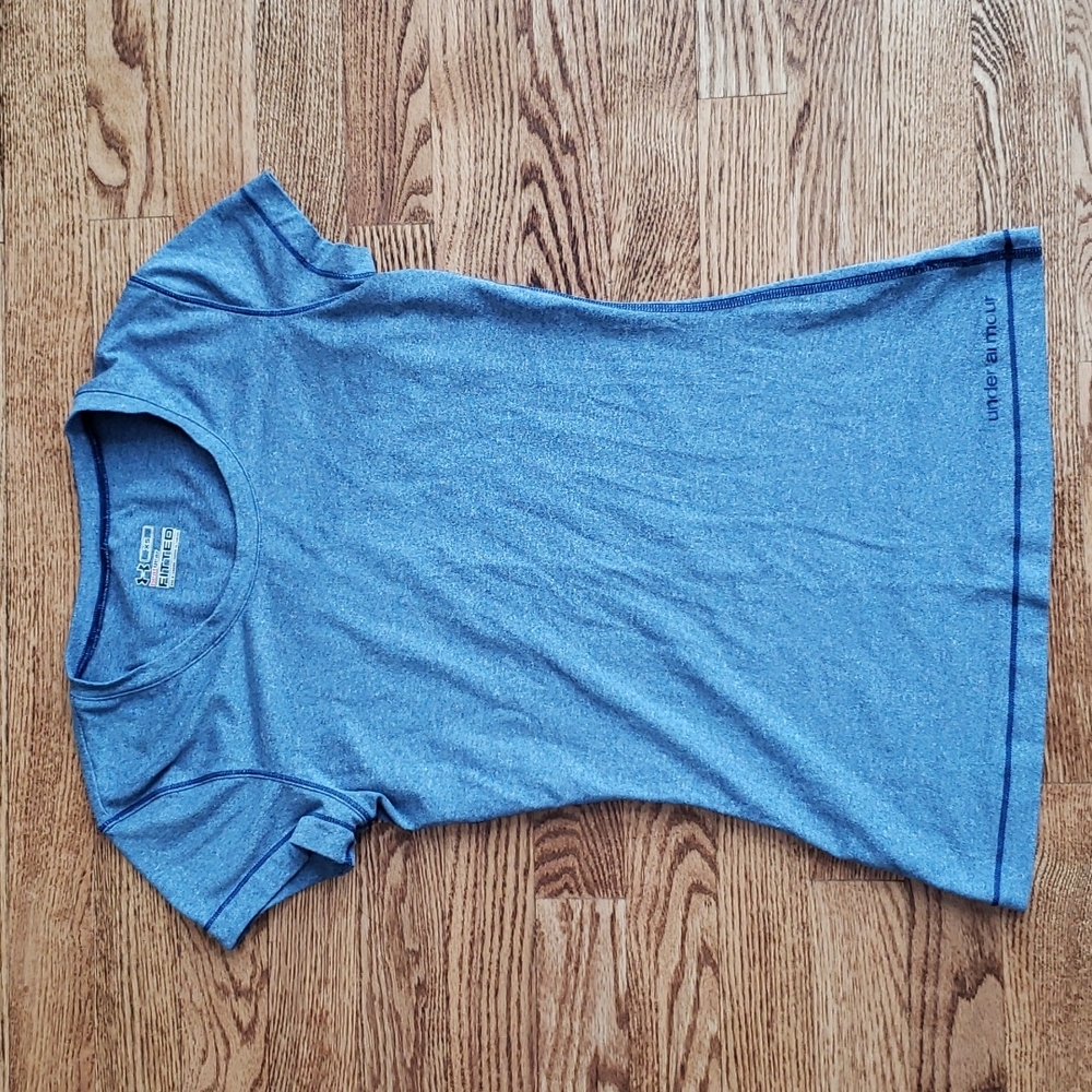 (XS) Under Armour Heathered Fitted HeatGear Tee Activewear Classic Athletic